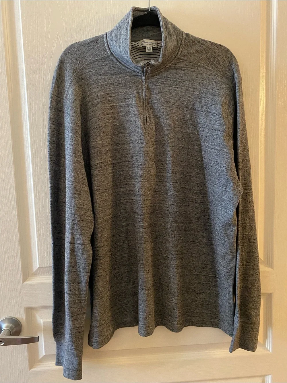 J. CREW Men’s 100% Cotton Double-Knit Half-Zip Pullover in Heathered Grey - XXL